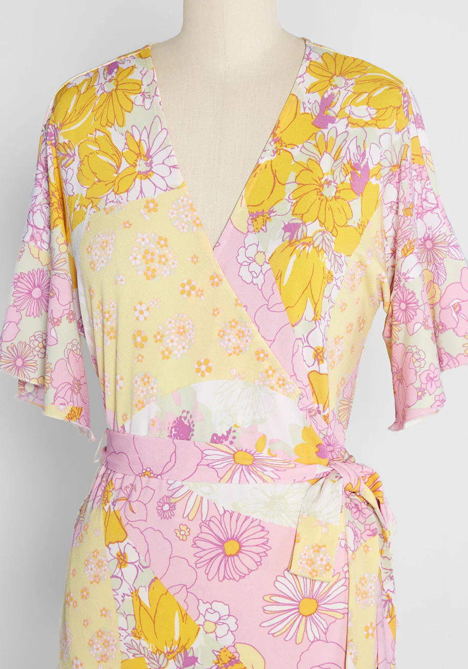 Flouncing in Floral Fields Wrap Top - Olabens