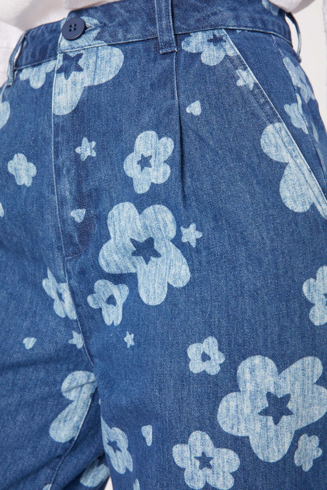 Indigo Starry Flower Tape Jean - Olabens