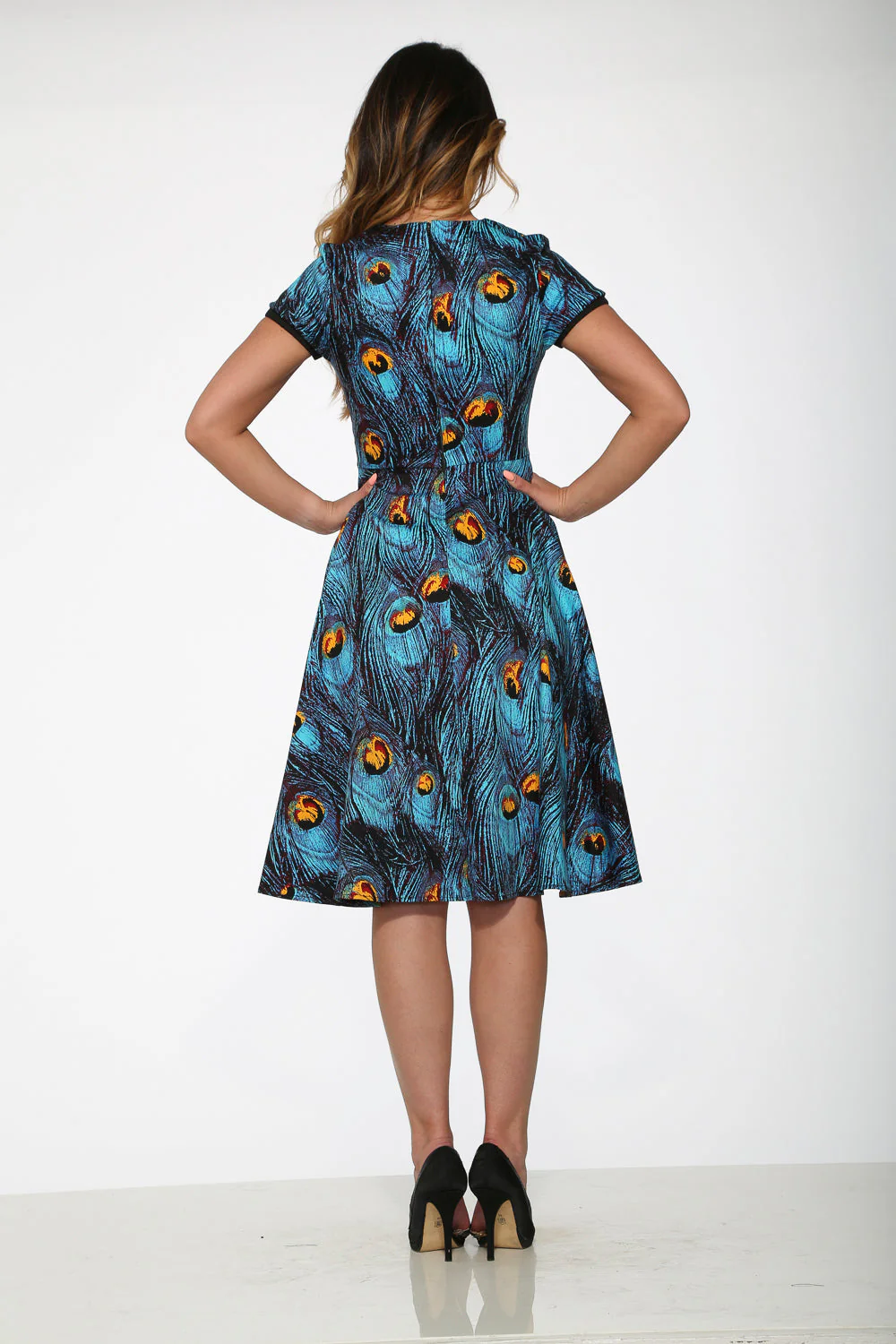 Blue Peacock Swing Dress - Olabens