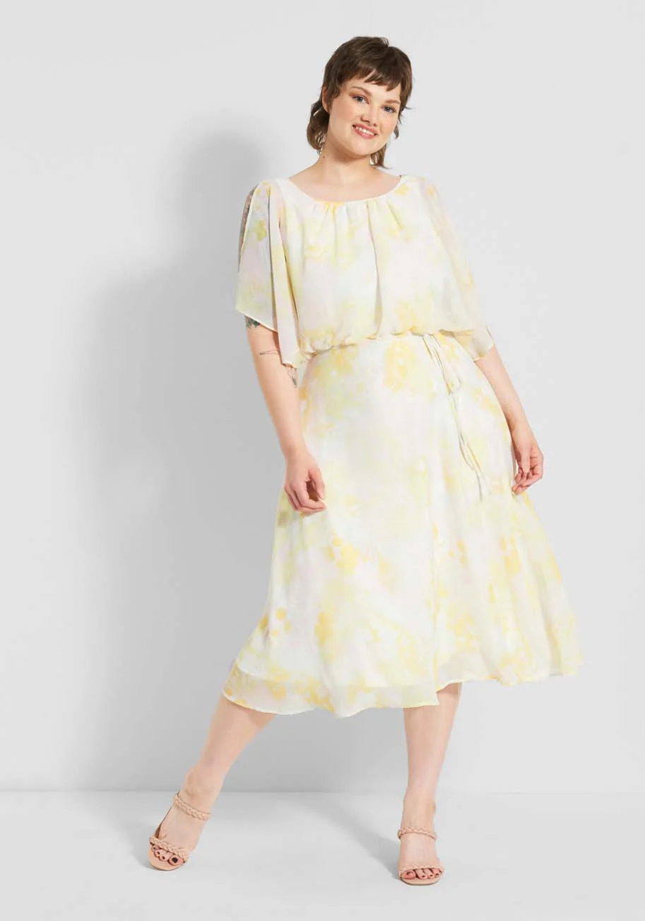 Flutter of Flattery Midi Dress - Olabens