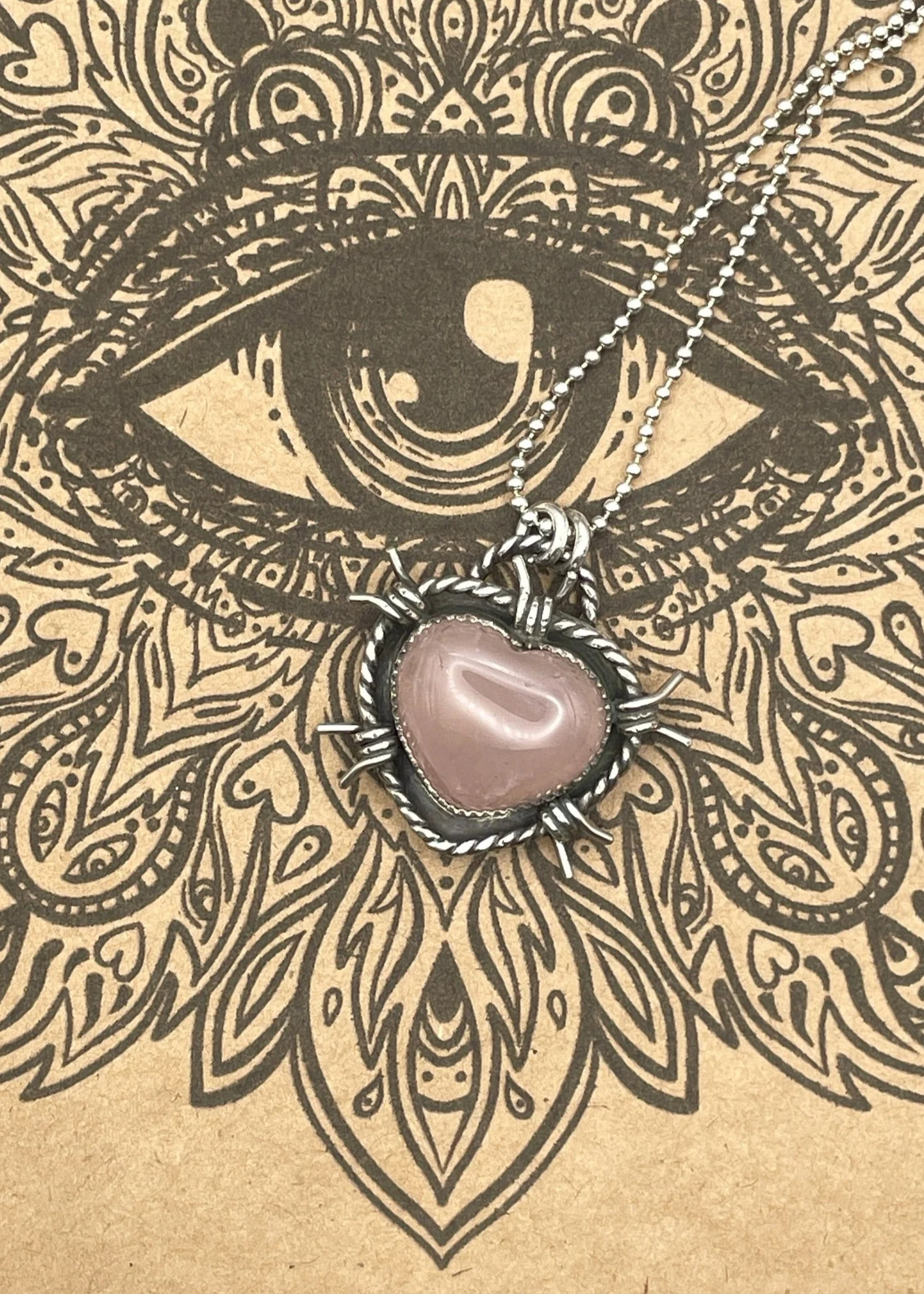 Sterling Silver Rose Quartz Heart Pendant Necklace - Olabens
