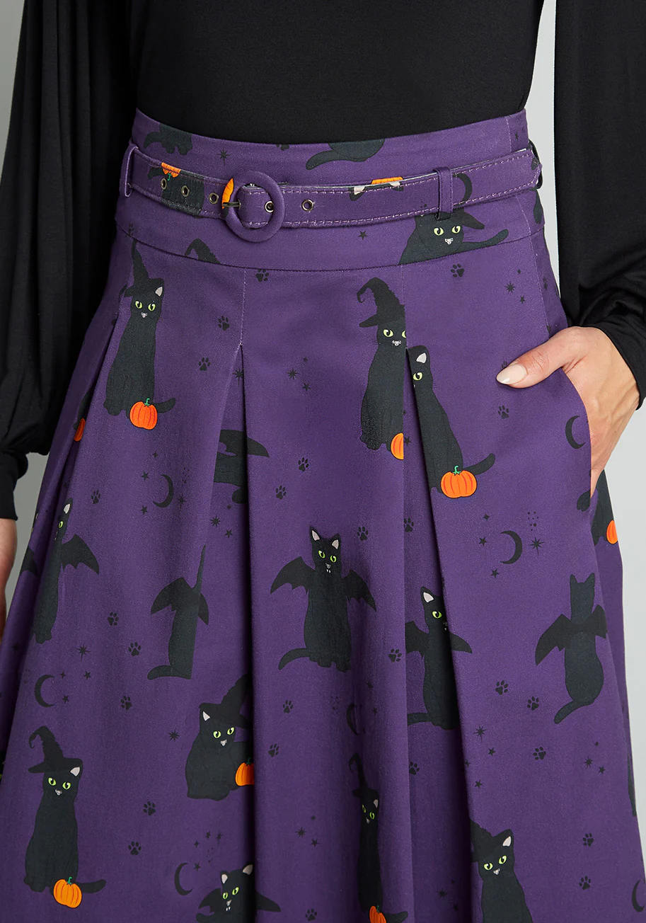 Isnyt x Collectif Cats-Only Costume Party Swing Skirt - Olabens