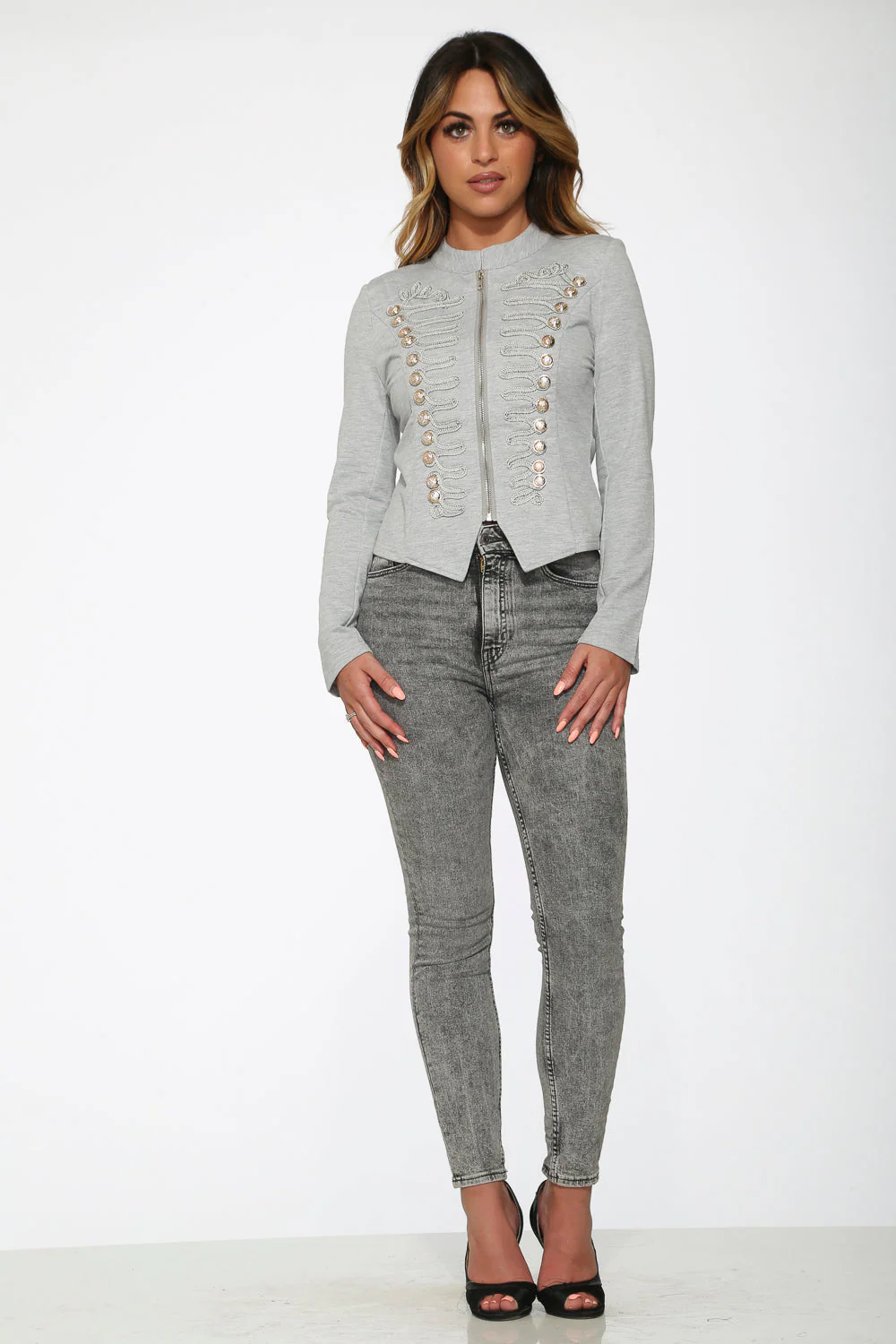 Grey Military Jacket - Olabens