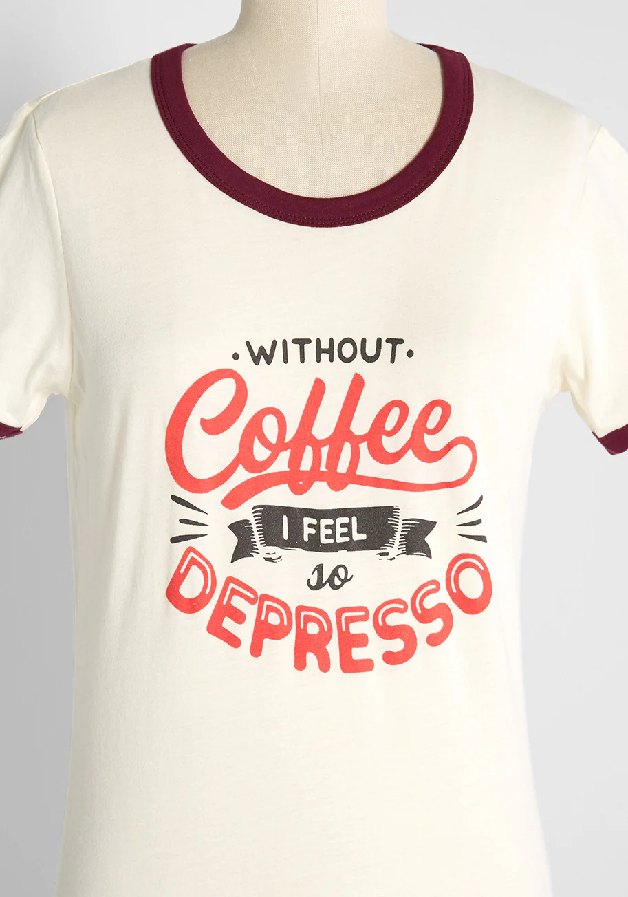 Coffee Is My Anti-Depresso Graphic Ringer Tee - Olabens