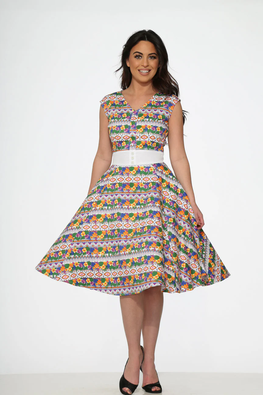 Purple Floral Swing Dress - Olabens