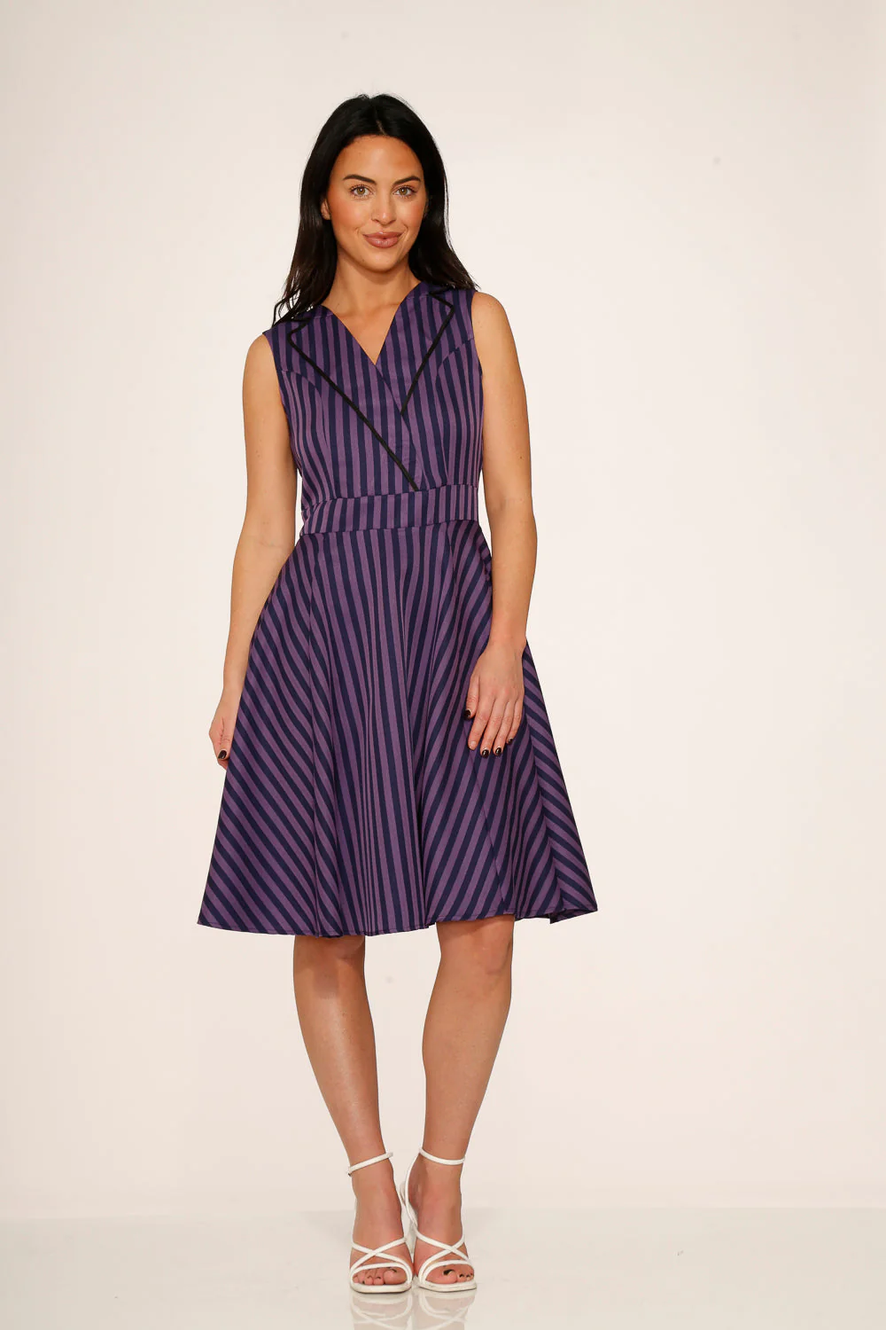 Black & Purple Stripe Swing Dress - Olabens