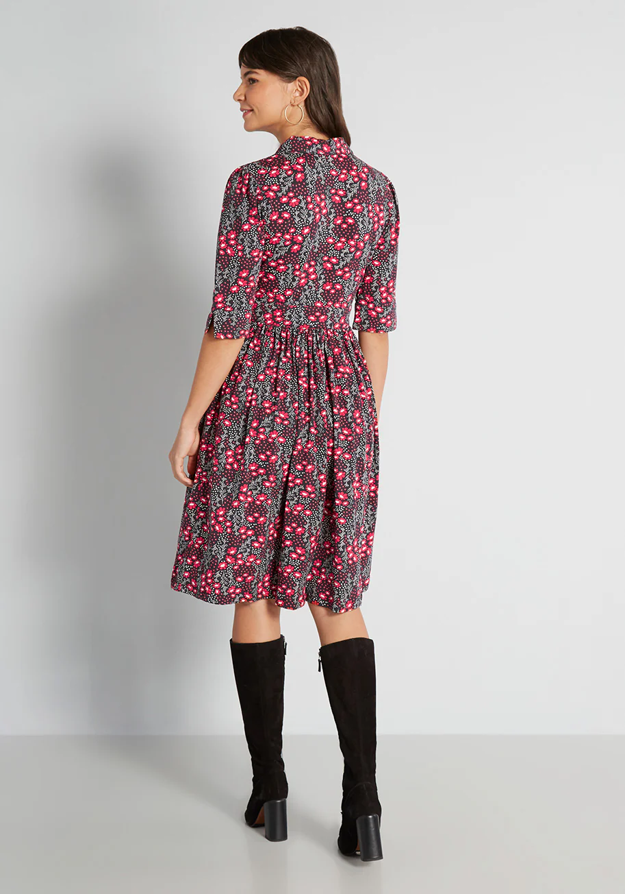 Flowerbeds Forever Midi Dress - Olabens