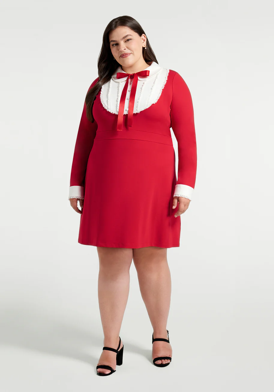 Revel In Retro Tie-Neck Dress - Olabens
