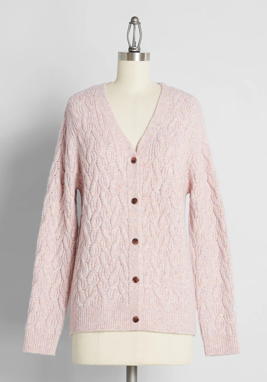 Pursuing What's Precious Collared Cable Knit Cardigan - Olabens