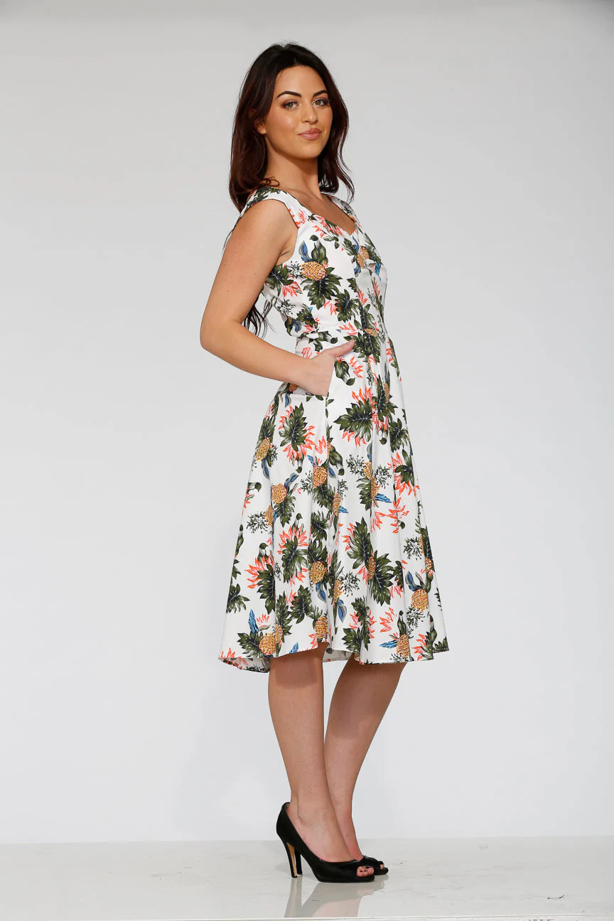 White Hawaiian Swing Dress - Olabens