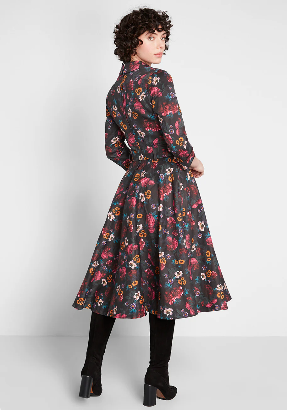 Floral Festivity A-Line Dress - Olabens