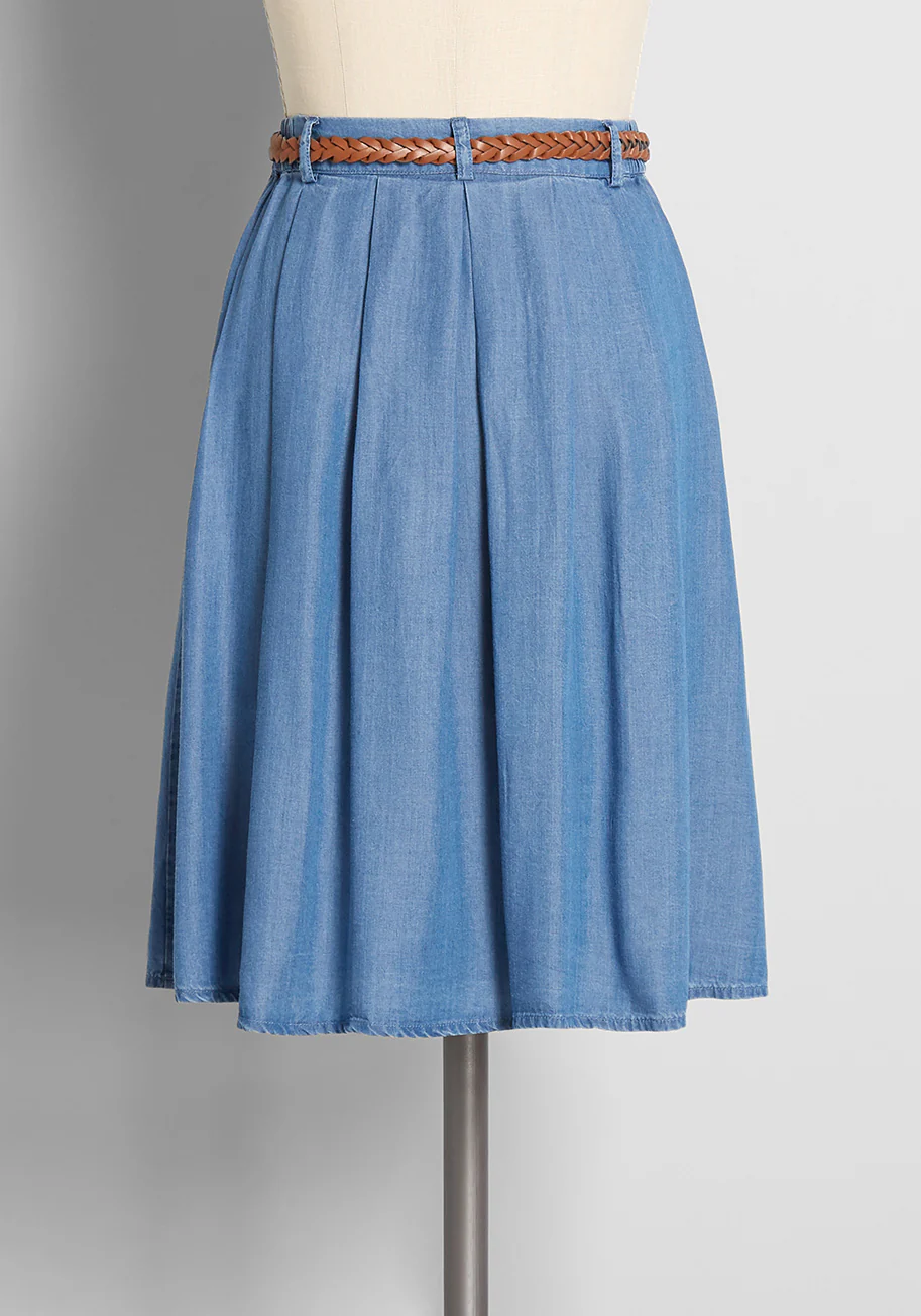 Bookstore's Best Chambray A-Line Skirt - Olabens