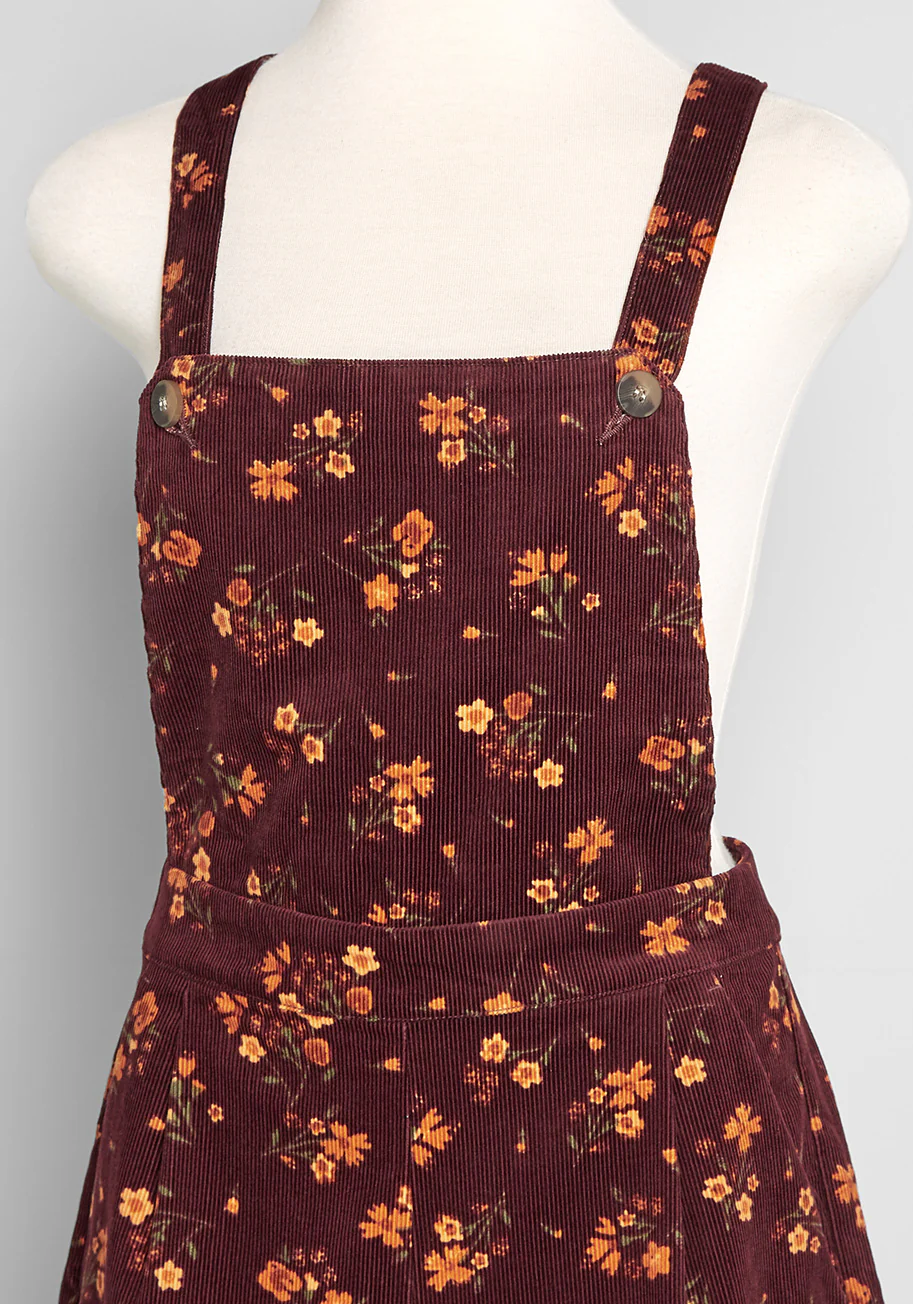 Golden Hour Flowers Cord Overalls - Olabens