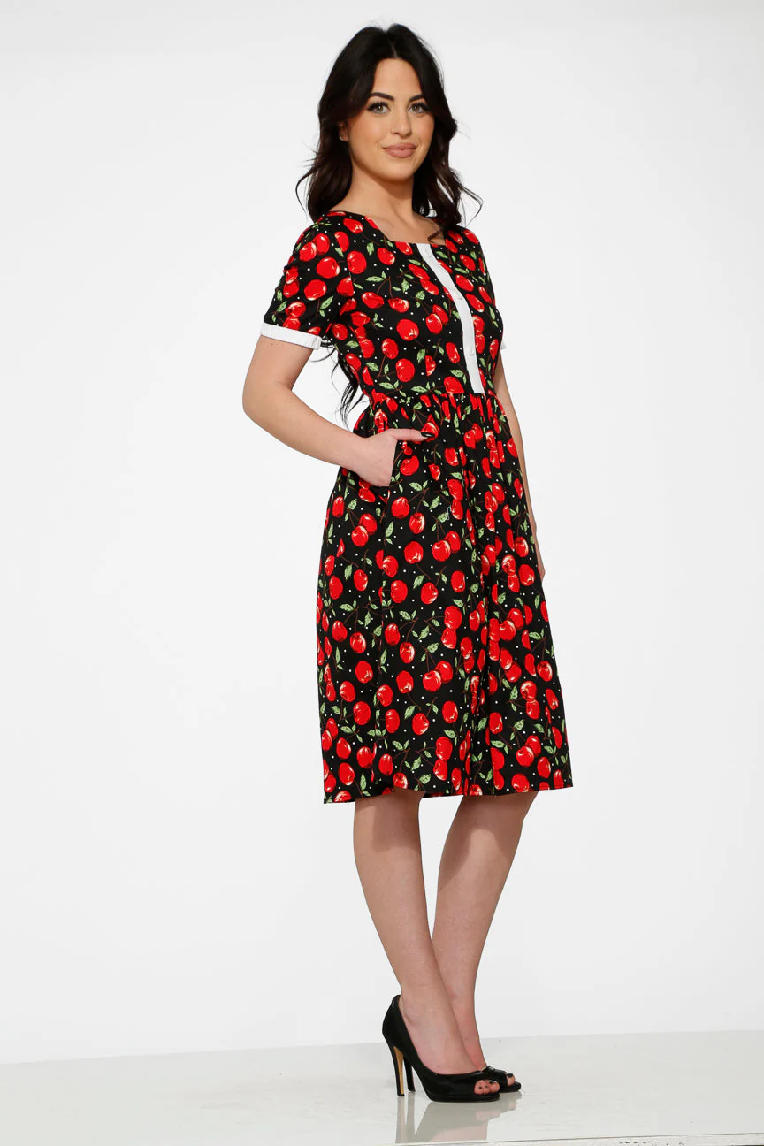 Black & Red Cherry Dress - Olabens