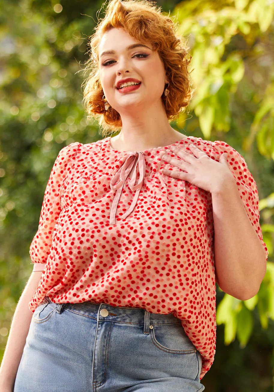 Confetti Confection Tie-Neck Blouse - Olabens