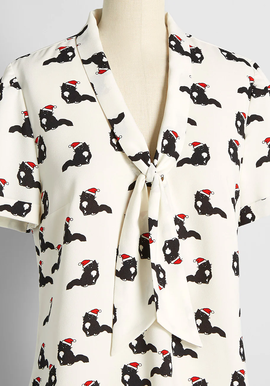 Polished and Playful Tie-Neck Blouse - Olabens