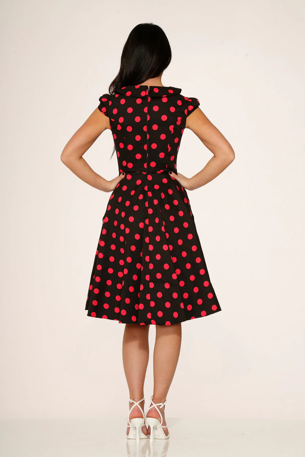 Black & Pink Polka Dot Swing Dress - Olabens