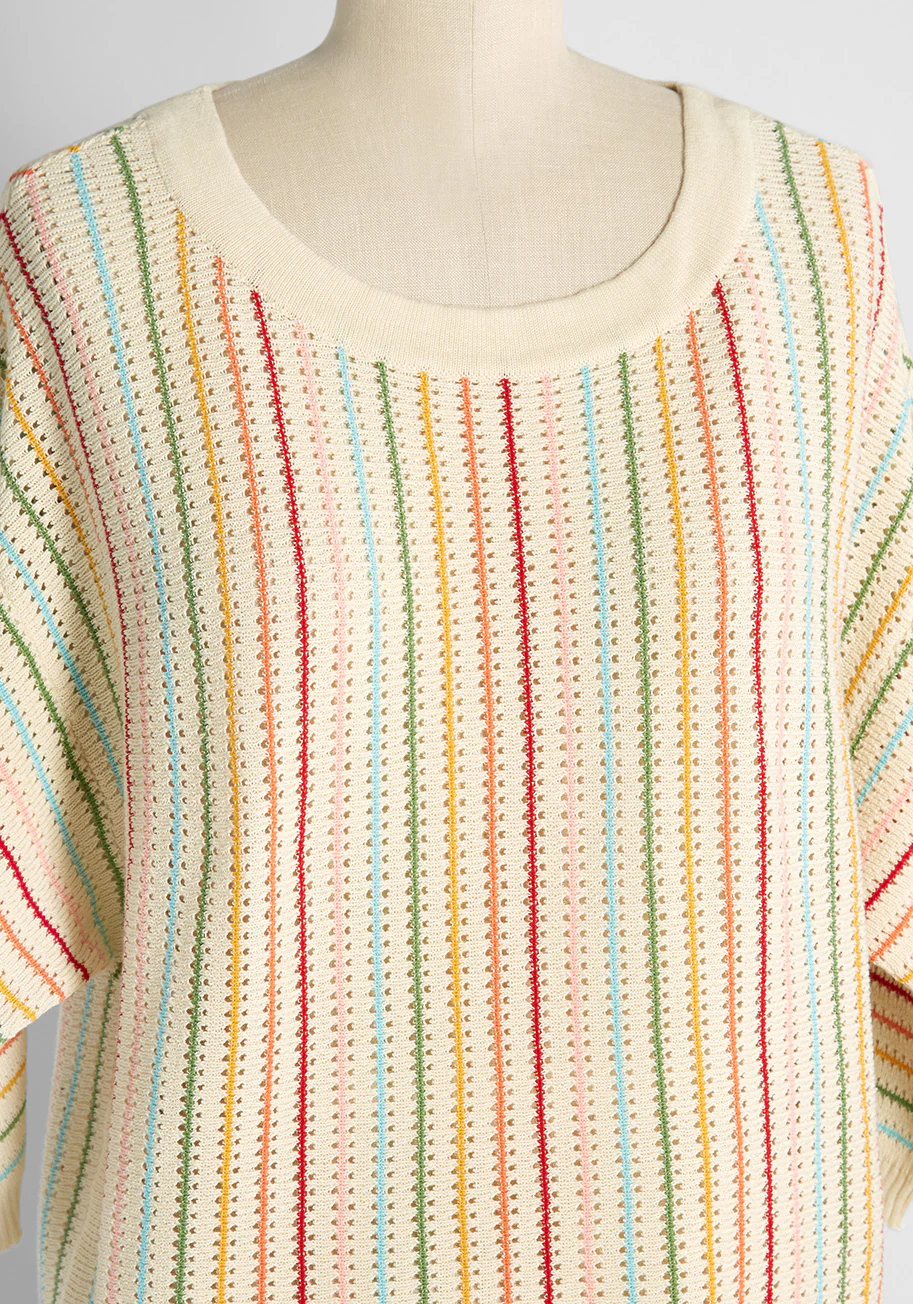 Close Knit In Rainbows Crochet Sweater Rainbow Stripe - Olabens