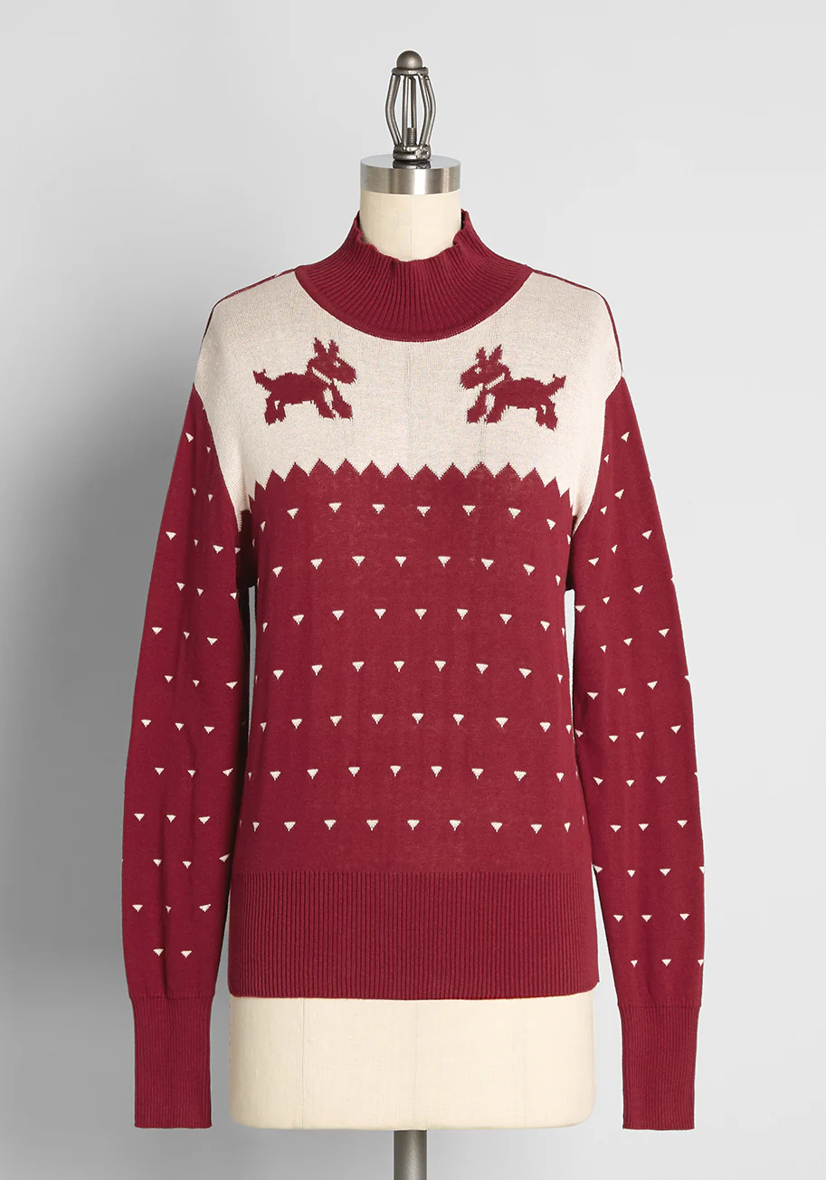 Sweet Scotty Dog Fair Isle Sweater - Olabens
