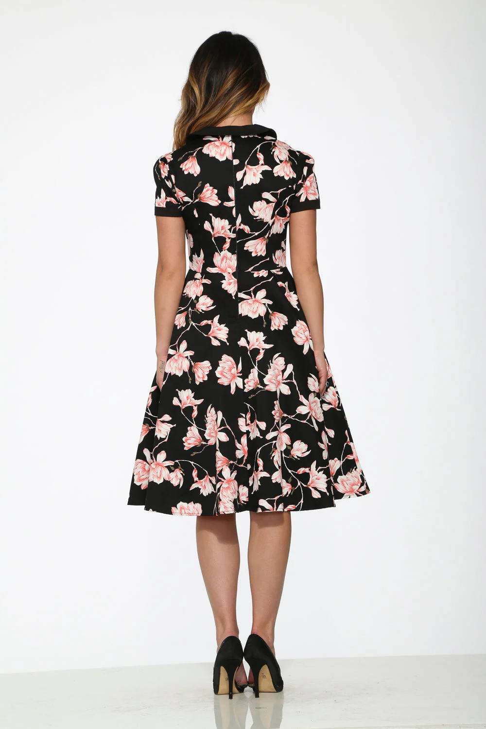 Black & Pink Floral Swing Dress - Olabens