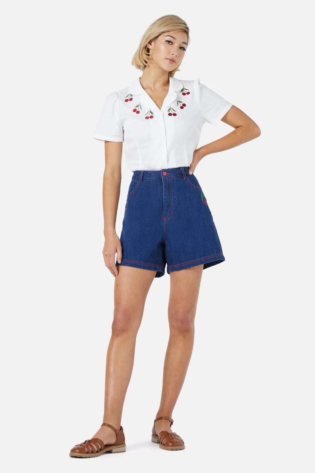 Cherry Embroidered Blouse - Olabens