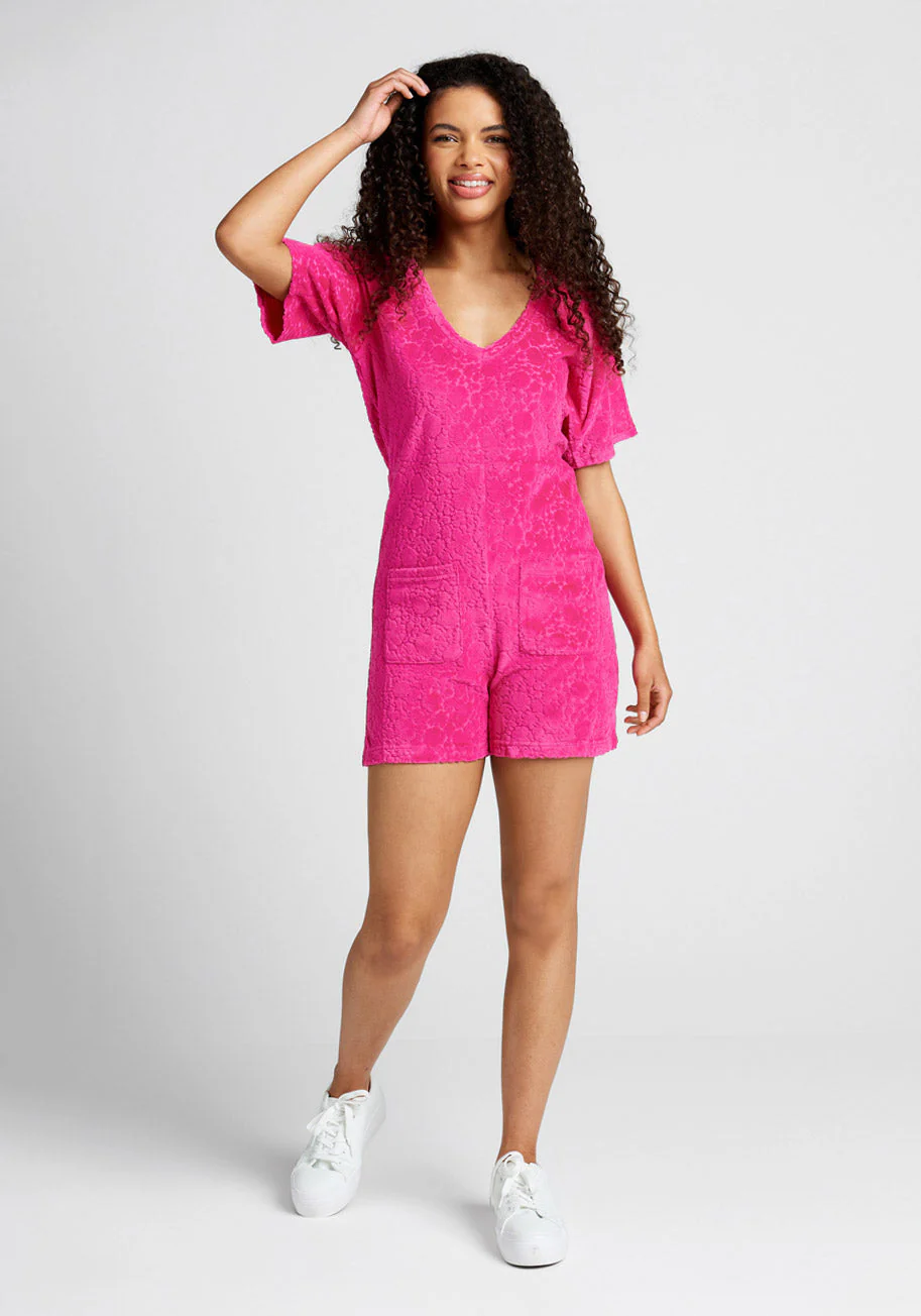 Beach Chaser Velour Romper Sweet Berry - Olabens