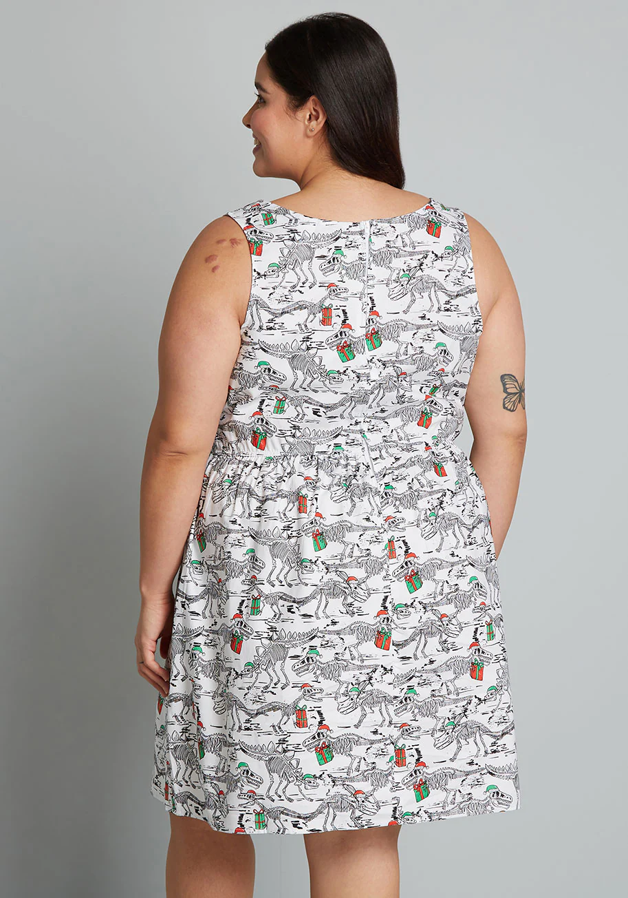 Isnyt X Retrolicious Here We Go A-Fossiling A-Line Dress - Olabens