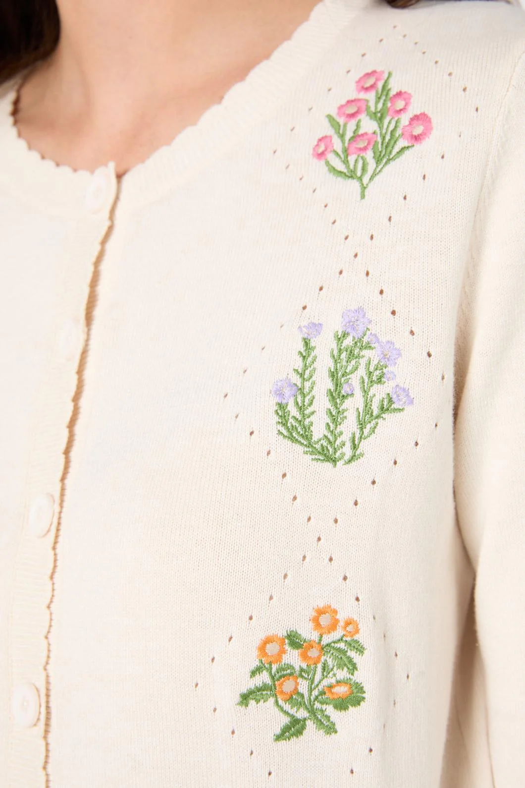 Lattice Embroidered Cardigan - Olabens