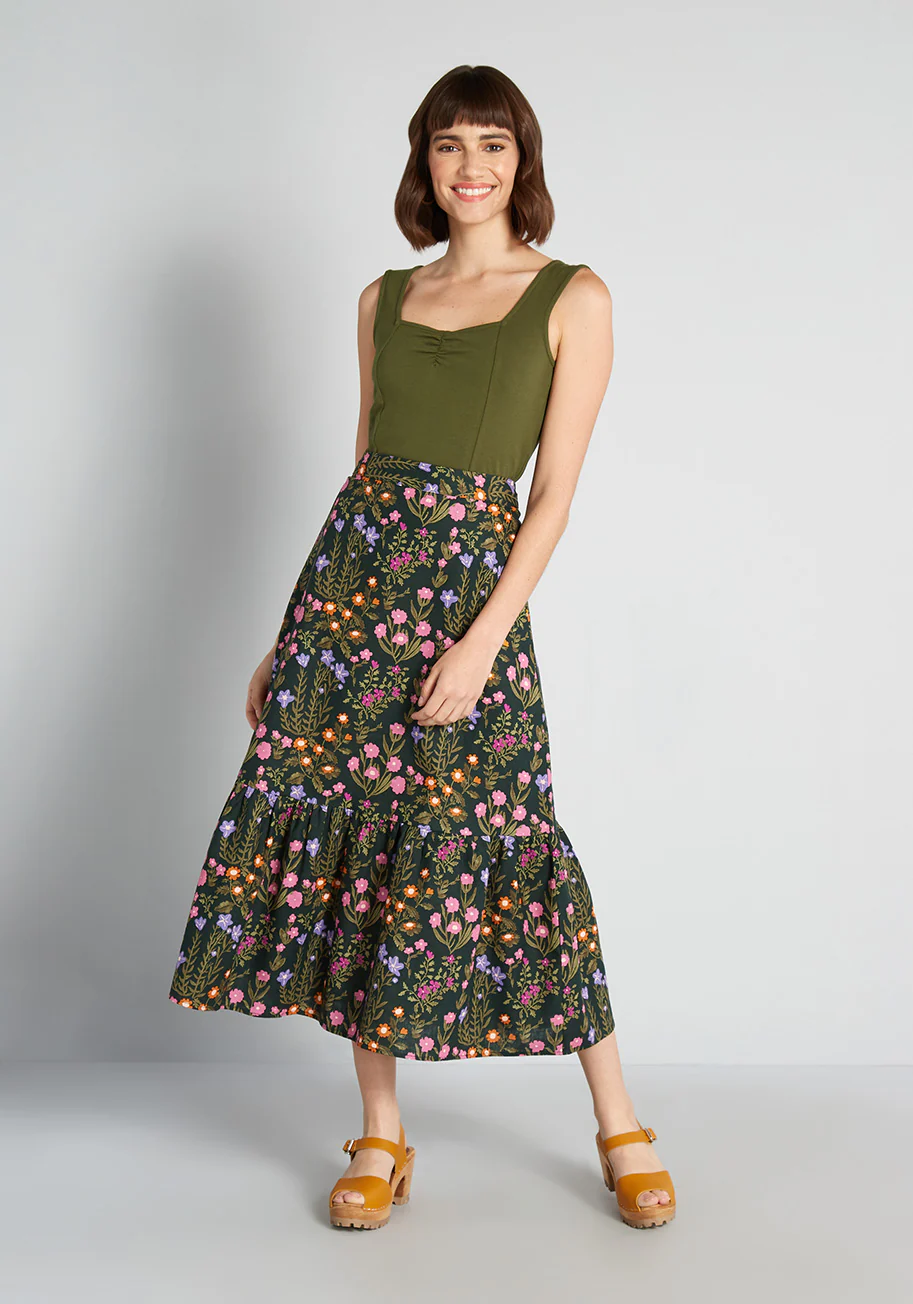 Spring is Here to Stay Tiered Midi Skirt - Olabens