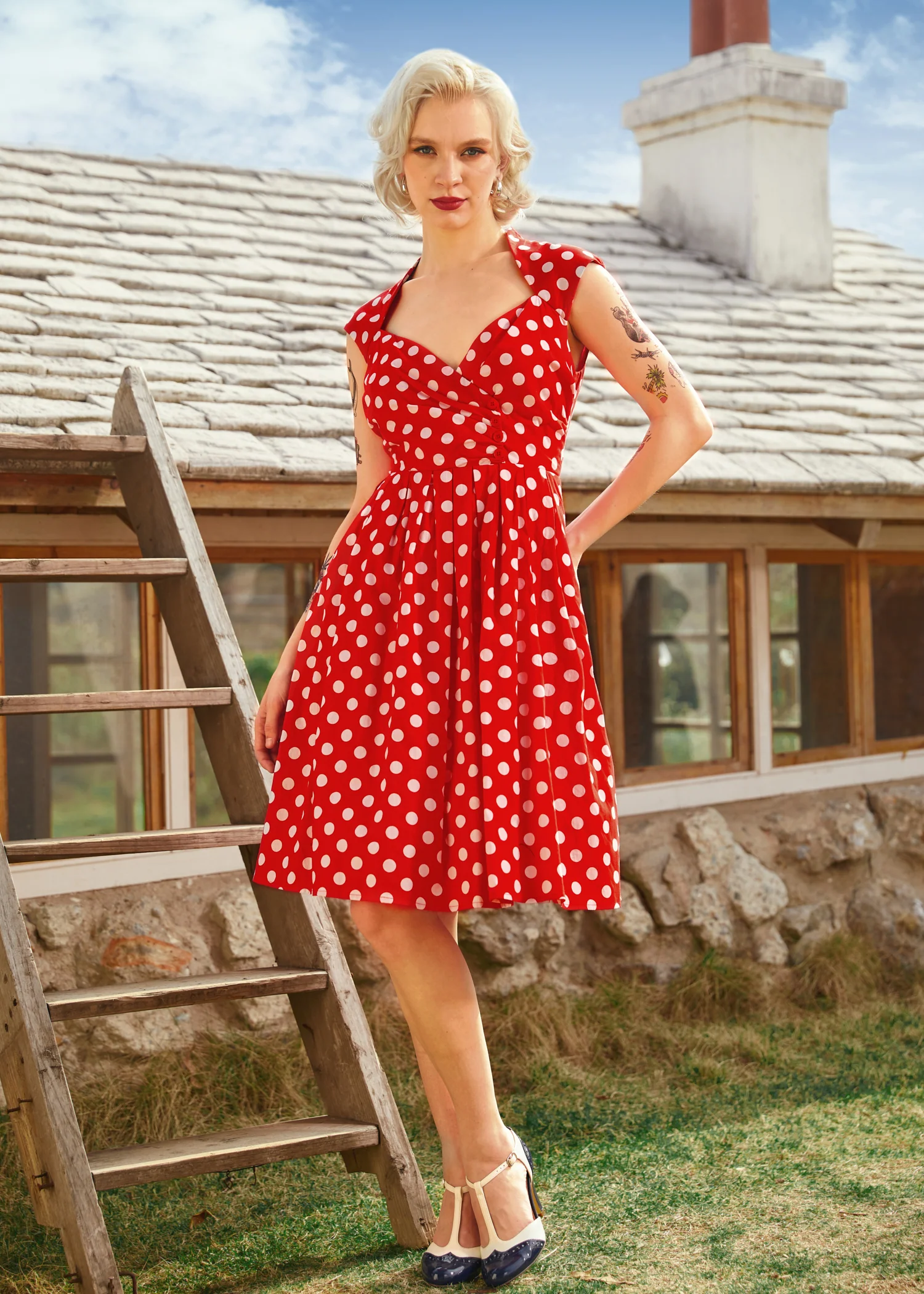 Dotted Darling Fit & Flare Dress - Olabens