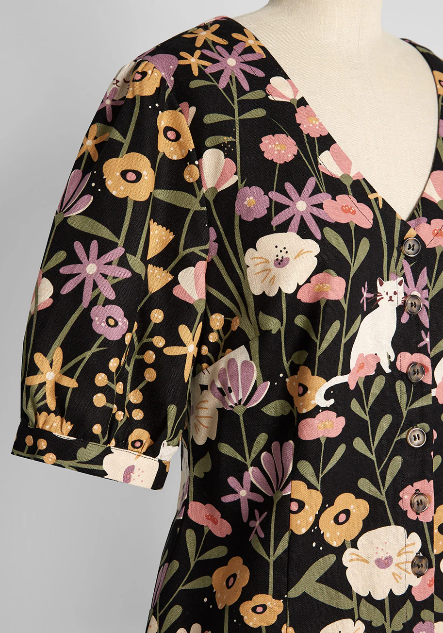 Isnyt x Princess Highway Floral Felines Button-Up Blouse - Olabens
