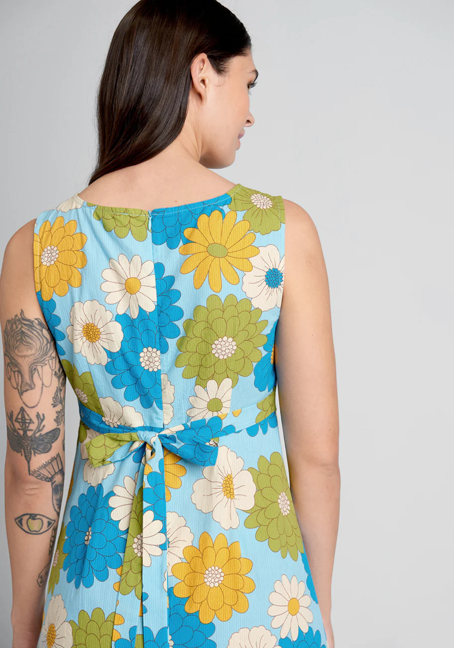 Clear Blue Sky Garden Midi Dress - Olabens