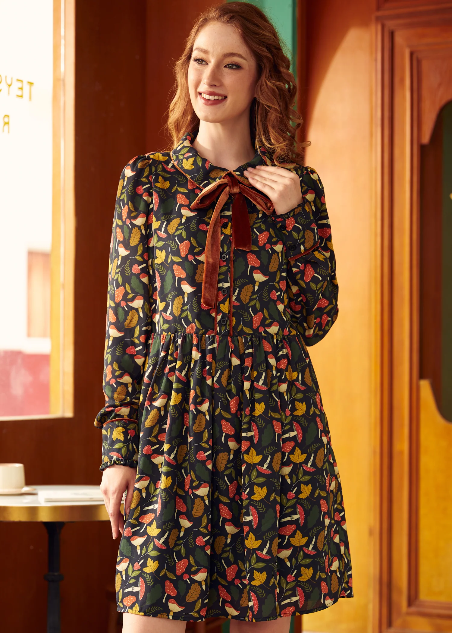 Afternoon Tea Time  Drop Waist Shirt Dress - Olabens