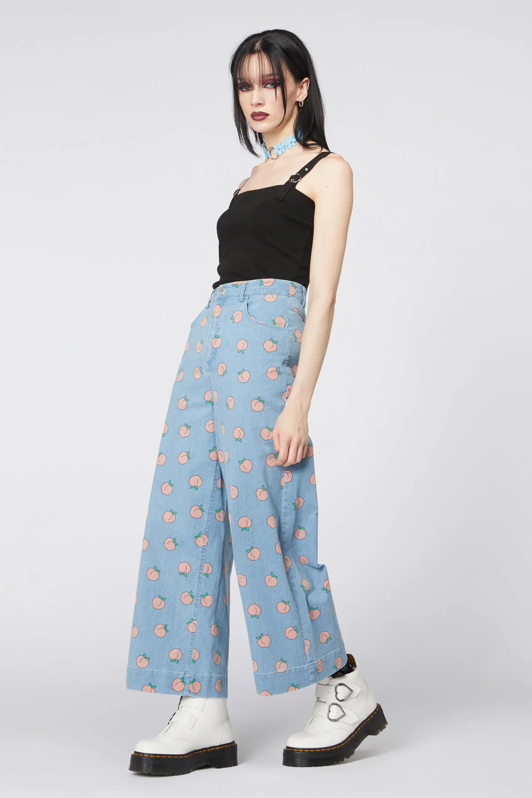 Denim Peach Wide Leg Jeans - Olabens