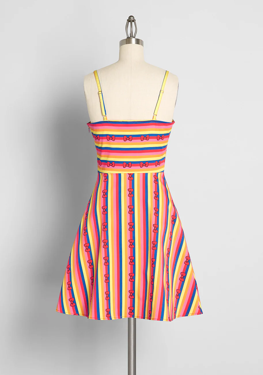 Isnyt x Hello Kitty Red Bows and Rainbows Fit and Flare Dress - Olabens