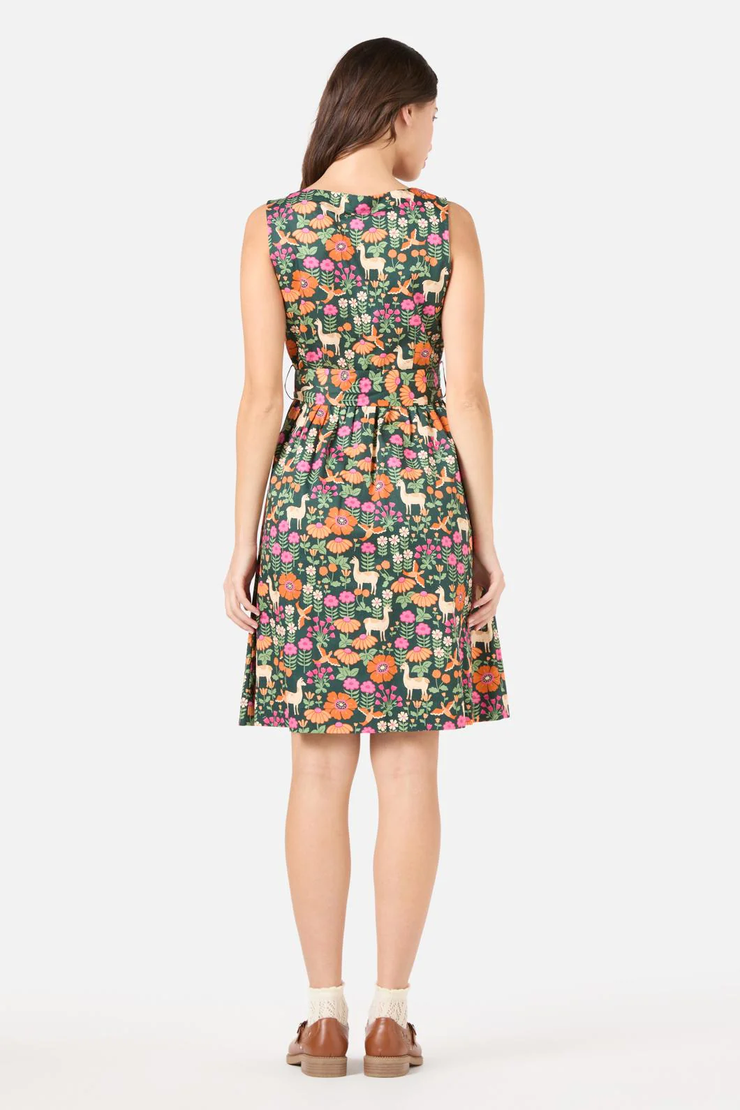 Llama V Neck Sleeveless Dress - Olabens