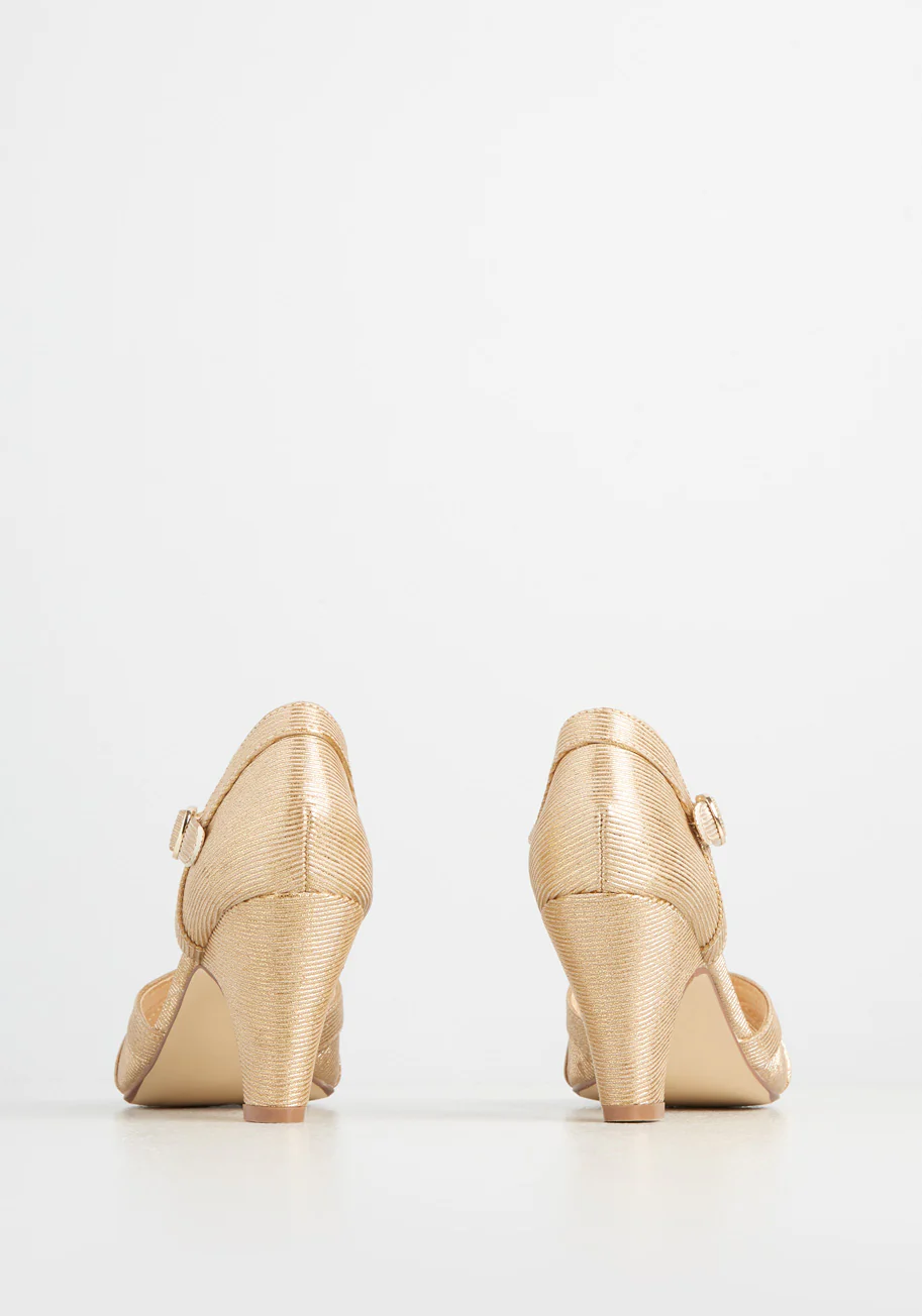 Spinning Gold Ankle Strap Heel - Olabens