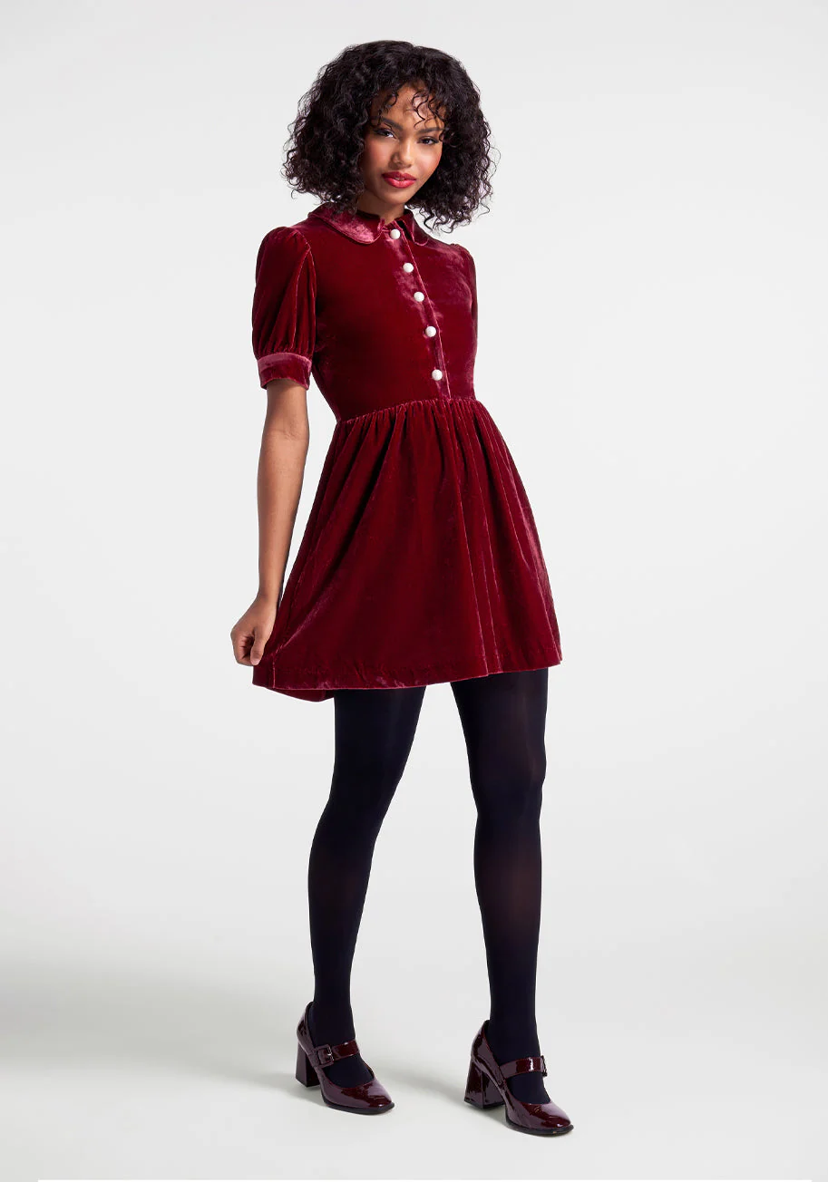 Such A Stunner Velvet Shirt Dress - Olabens