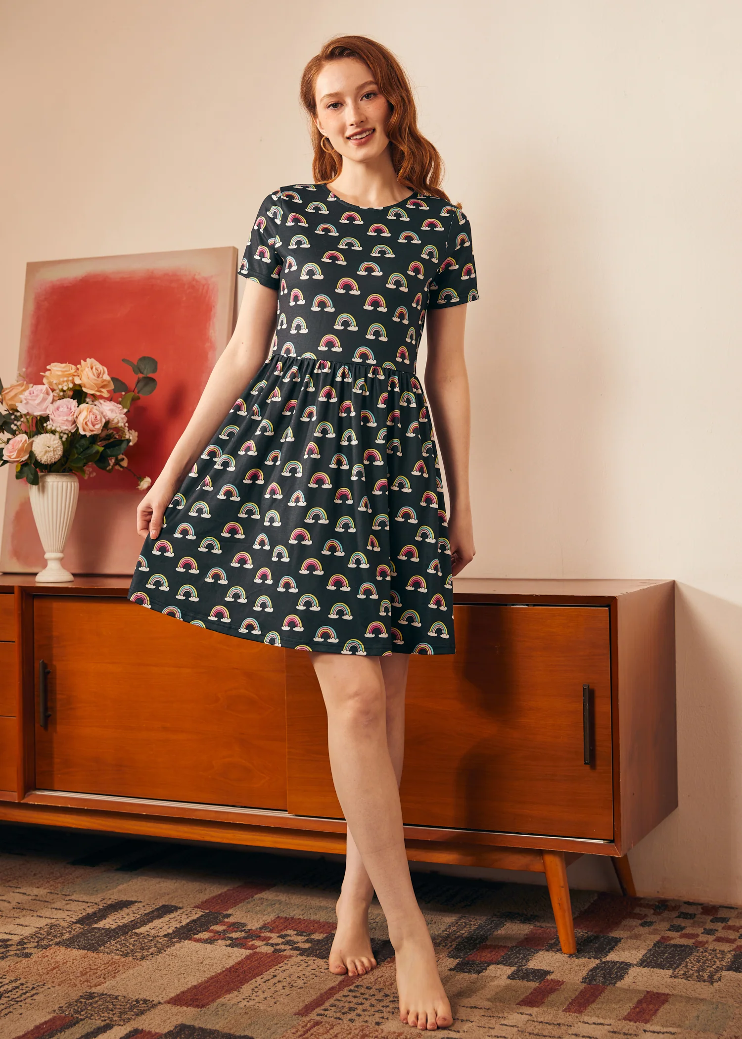 Nostalgic Narrative Knit Dress - Olabens