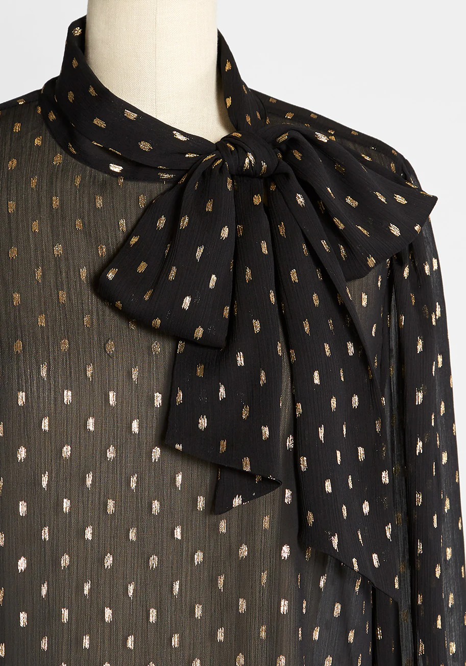 Long Term Goals Tie-Neck Blouse - Olabens