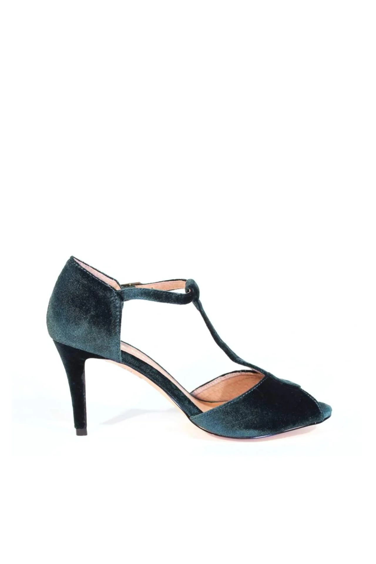 Blondie T-Strap Velvet Heels - Olabens
