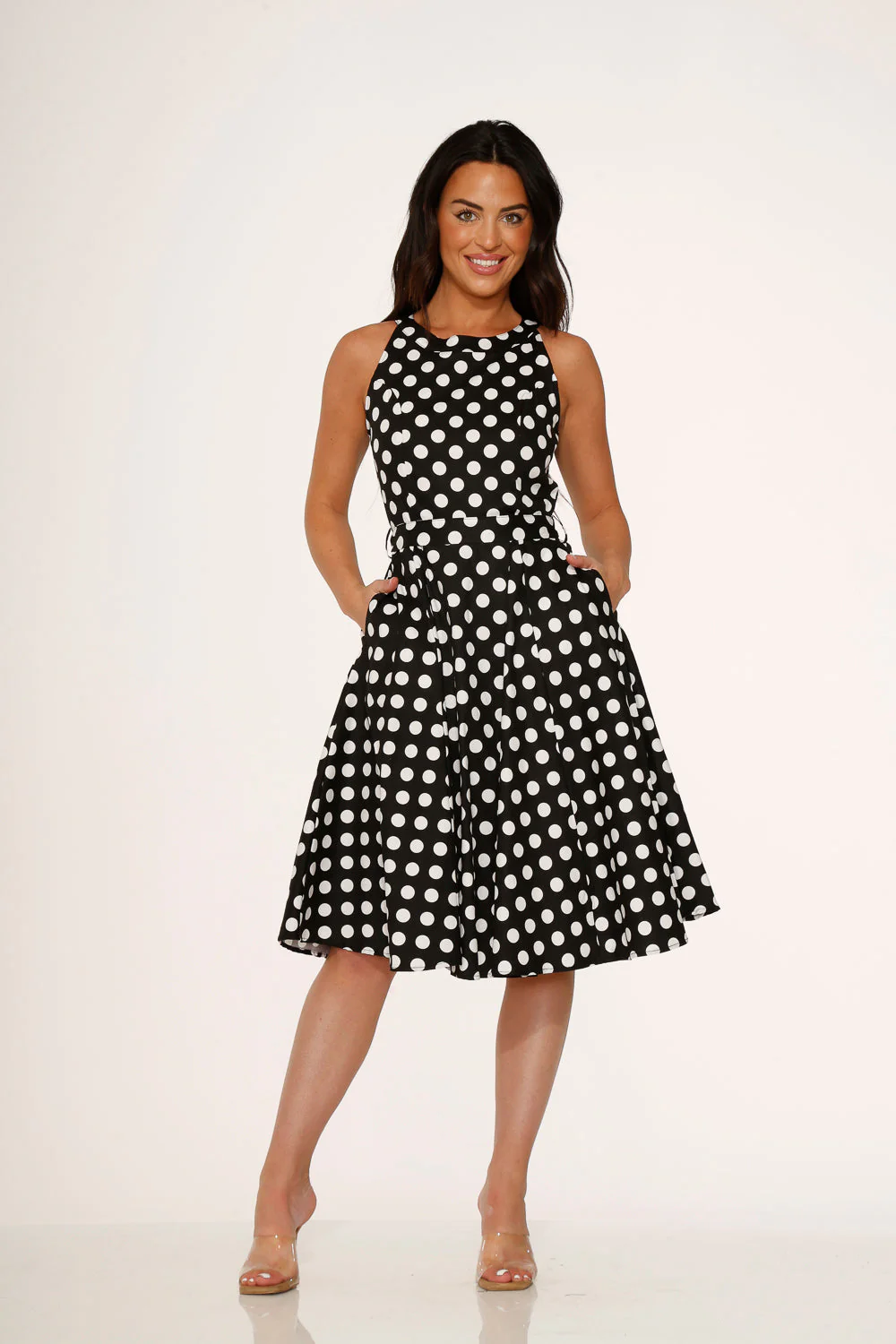 Black & White Polka Dot Swing Dress - Olabens