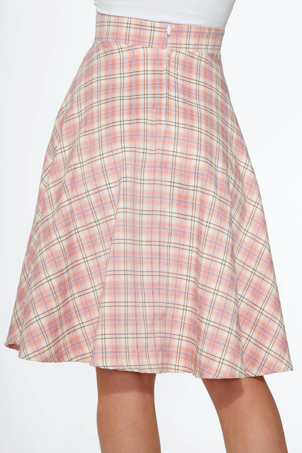 Pink Plaid Swing Skirt - Olabens