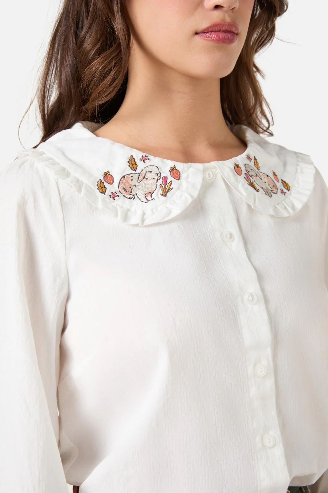 Rabbit Embroidered Blouse - Olabens