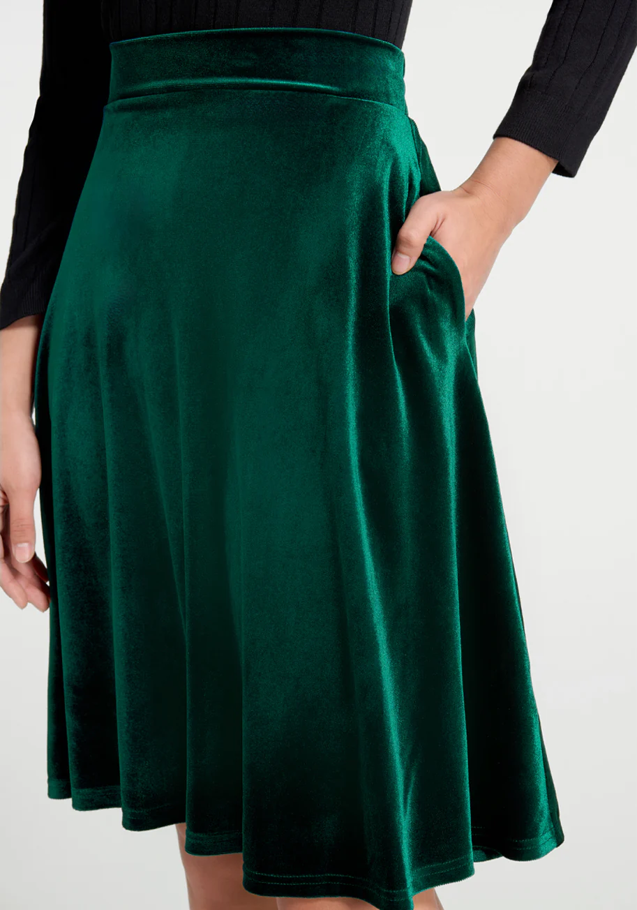 Let's Circle Back Velvet Skirt - Olabens