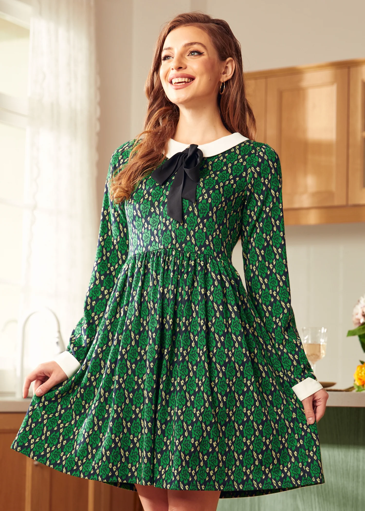 Nifty Fifties Flare Collar Dress - Olabens