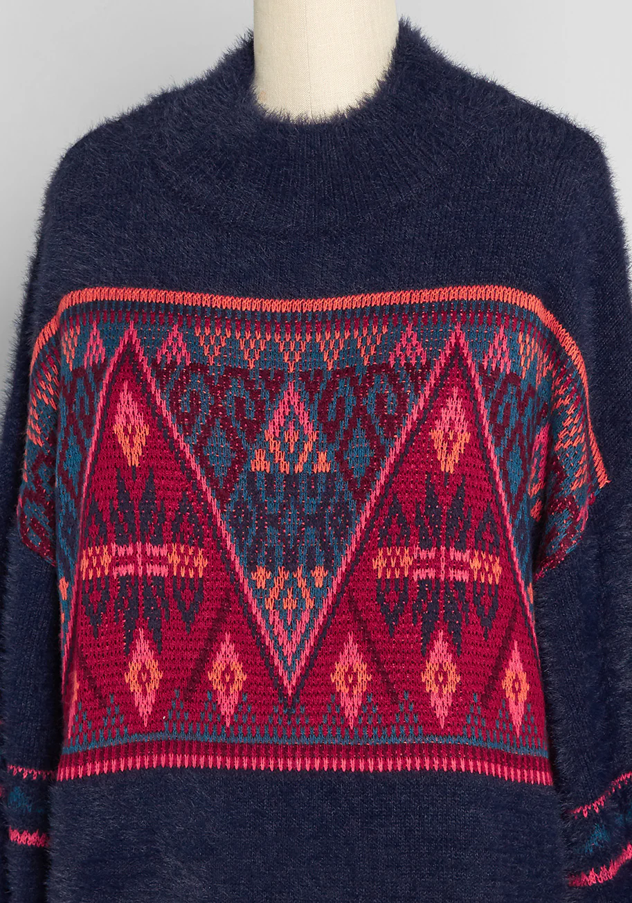 The Snuggle Is Real Fair Isle Sweater Dress - Olabens