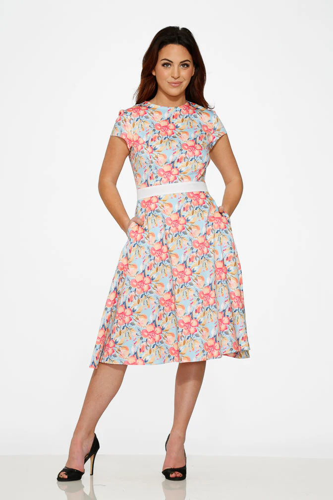 Sweet Hibiscus Swing Dress - Olabens