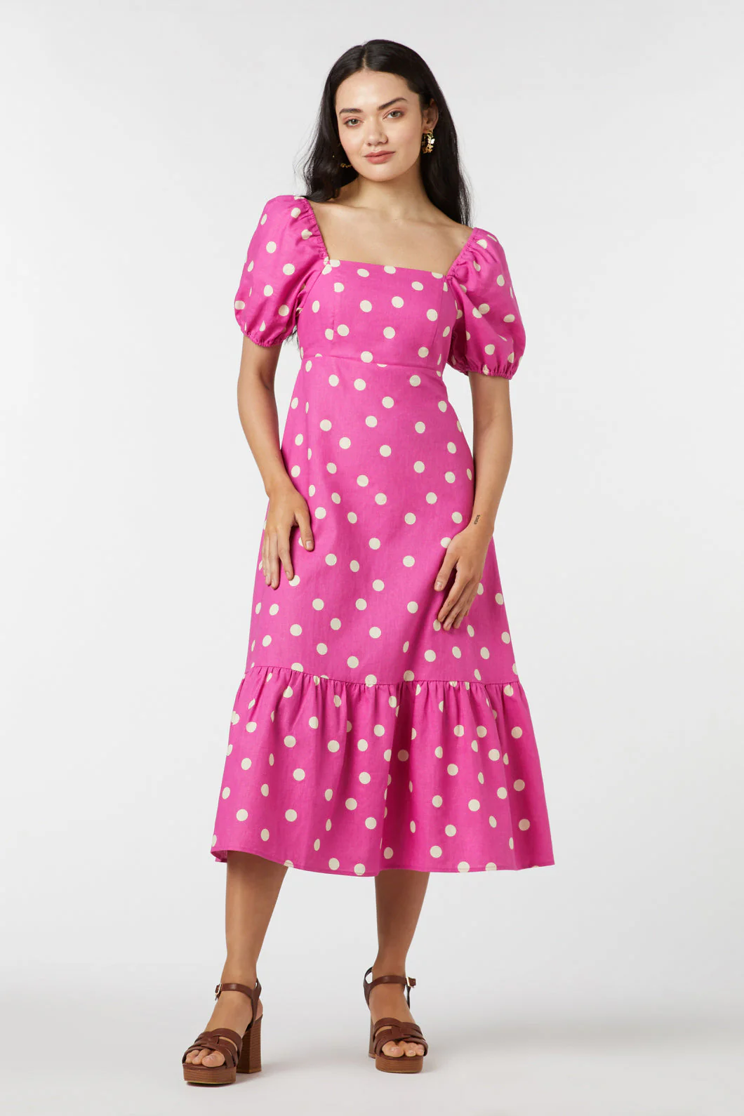 Lucy Polka Dot Midi Dress - Olabens
