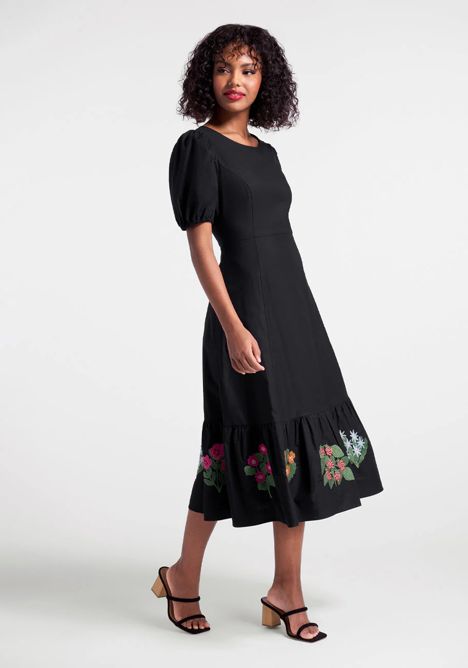 Bloom With A View Embroidered Midi Dress - Olabens